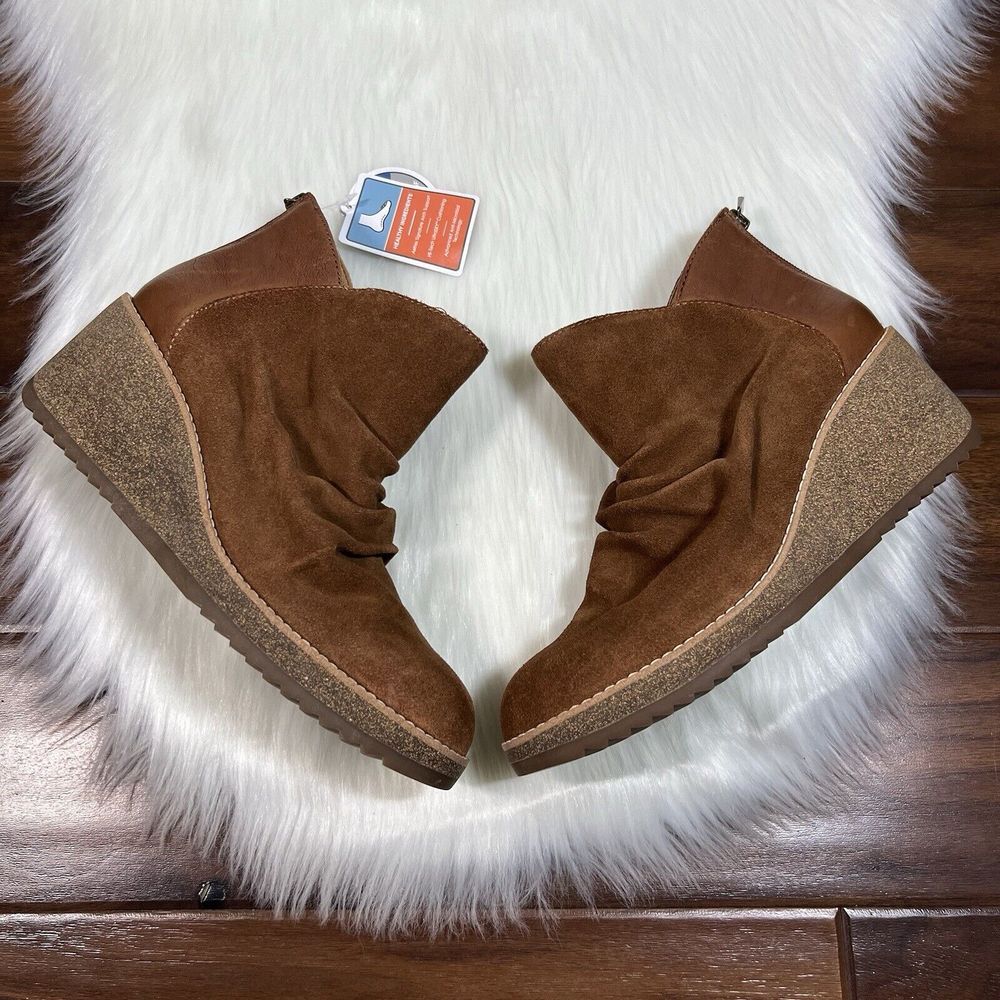 Aetrex Women's Size EU 41‎ / US 10 Brown Suede Leather Kara Wedge Boot